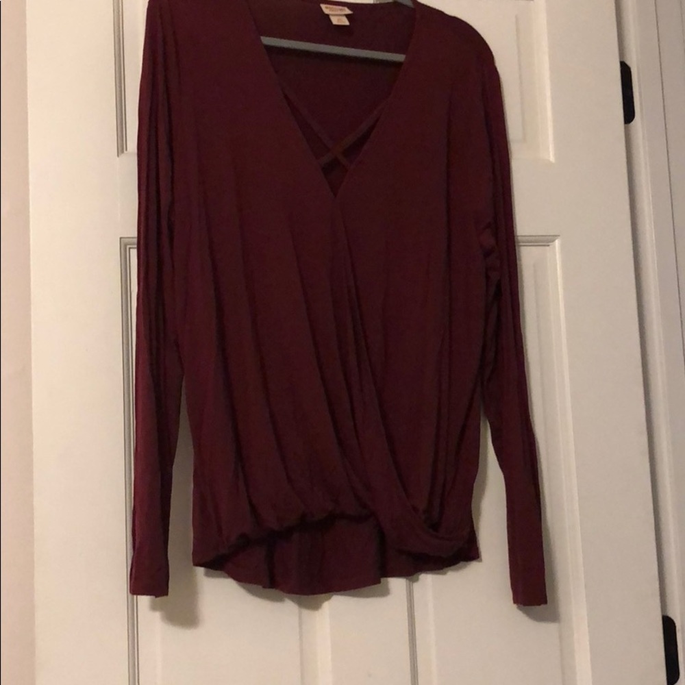 Maroon cross over shirt